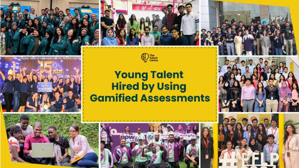 Collage of talent assessed and hired with The Talent Games gamified assessments